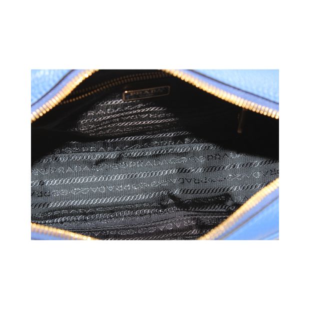 Prada Bandoliera Saffiano Blue Leather Cross Body Bag
