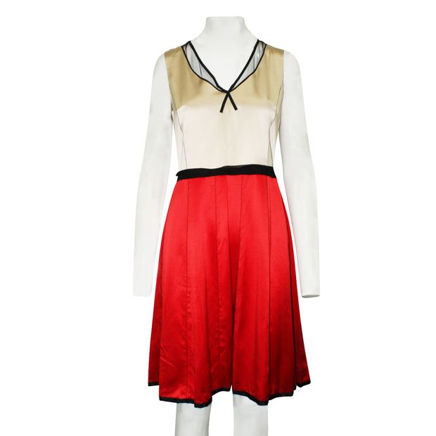 Marc Jacobs Beige And Red Silk Dress