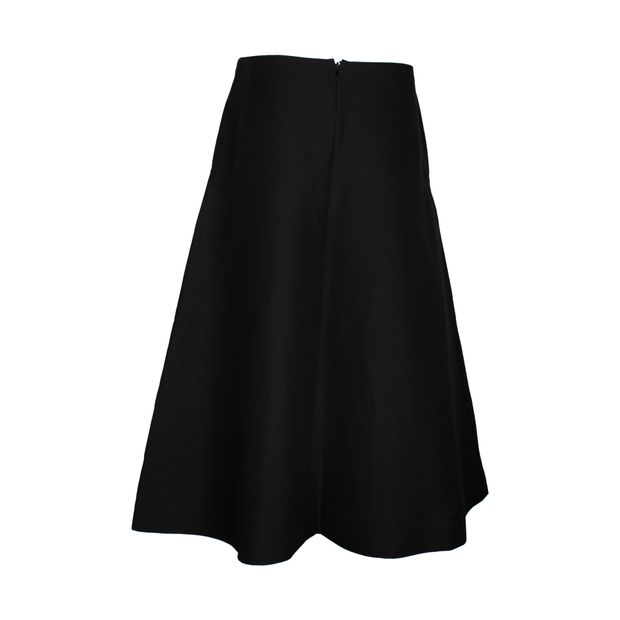 Marni A-Line Asymmetric Midi Skirt in Black Cotton