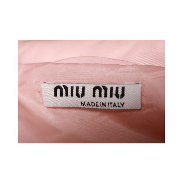 Miu Miu Down Jacket with Ribbon in Pink Nylon