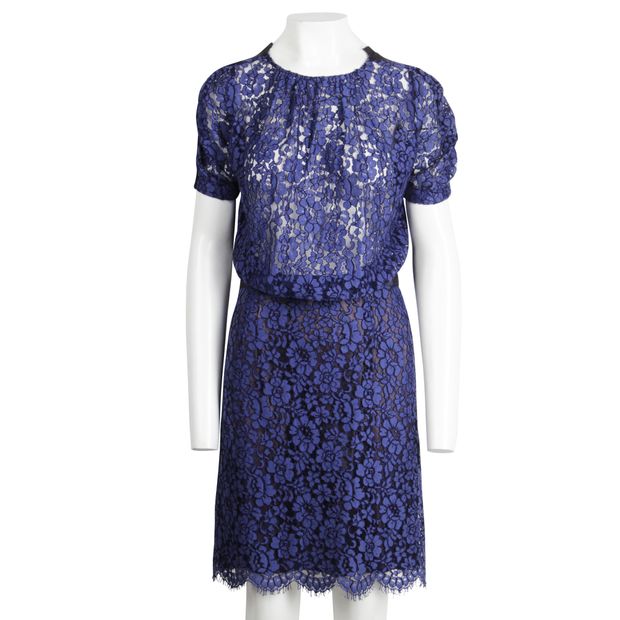SACAI Blue Lace Dress with Semi-Open Back