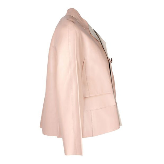 Marni Double-Breasted Jacket in Light Pink Leather