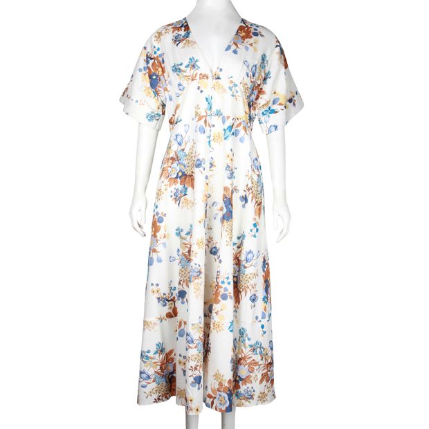 Vanessa Short Sleeve Linen Midi Dress With Buttons