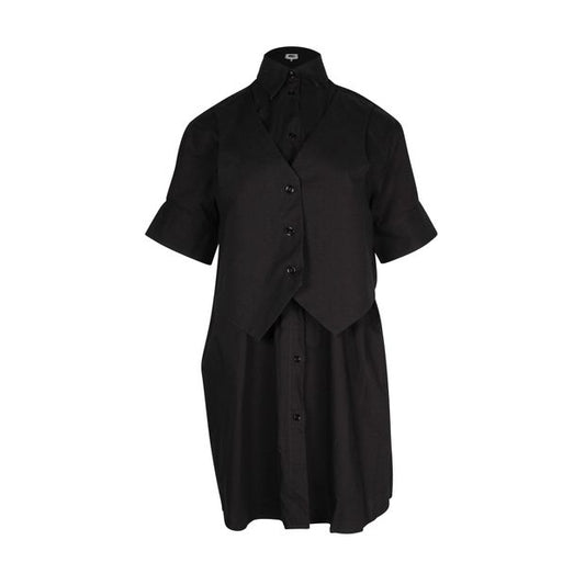 Maison Margiela Vest Layered Shirt Dress in Black Cotton