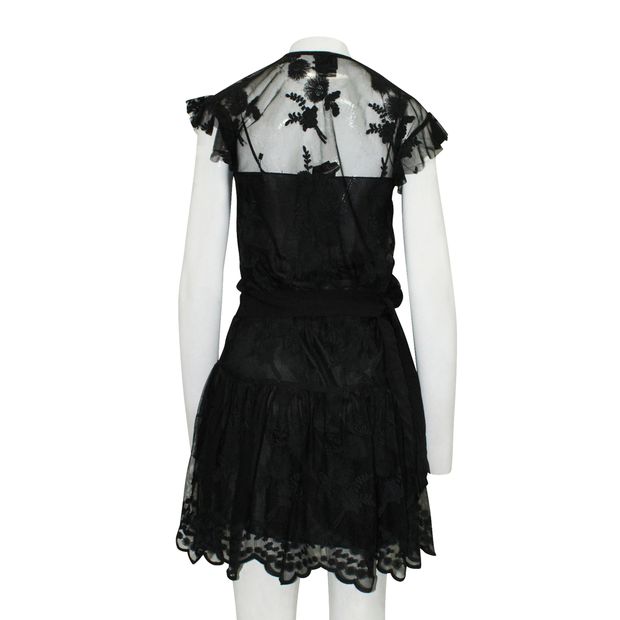 Anna Sui Black Lace Knee Length Dress With Inner Dress