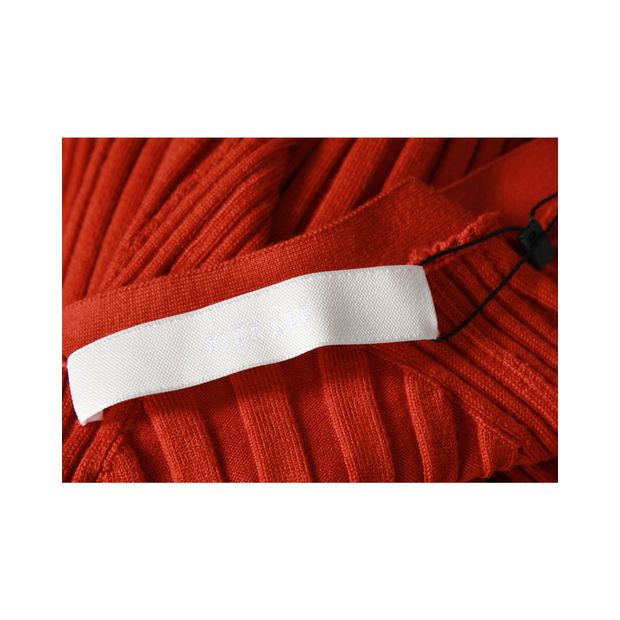Dion Lee V-neck Snap Button Knit Dress in Red Wool