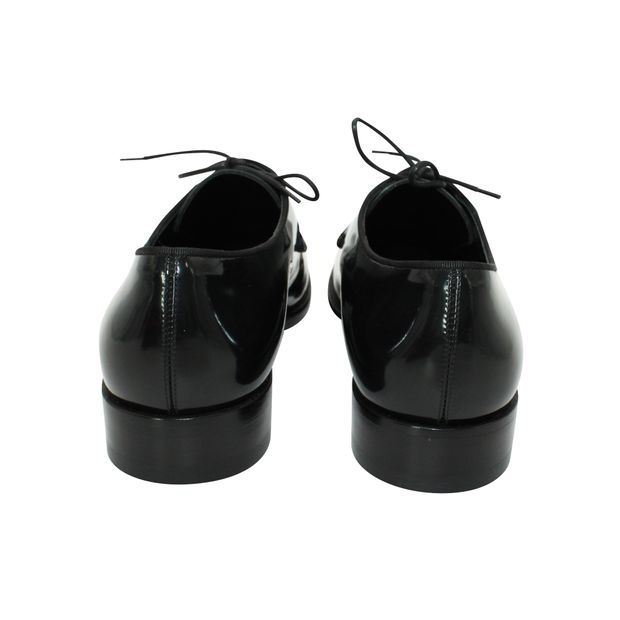 Saint Laurent Black Patent Leather Lace Up Shoes