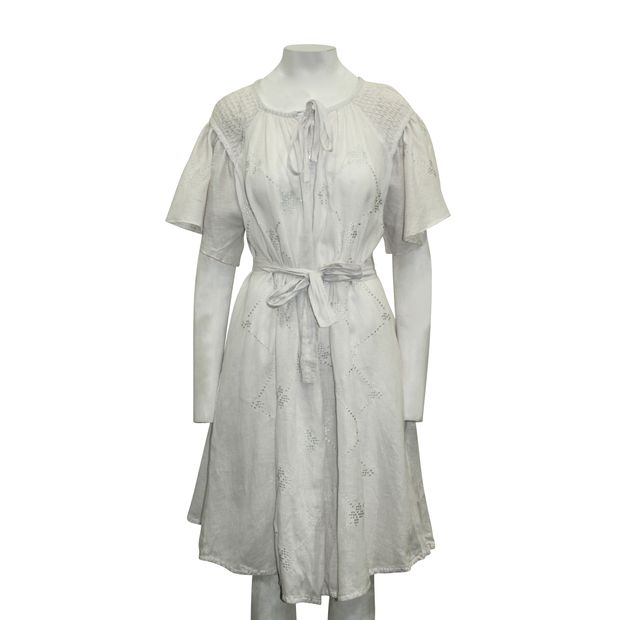 Innika Choo White Linen Loose Fitting Dress