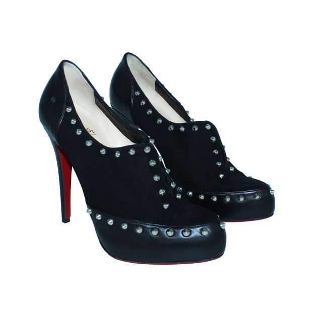 Christian Louboutin Black Suede Studded Suede Heels