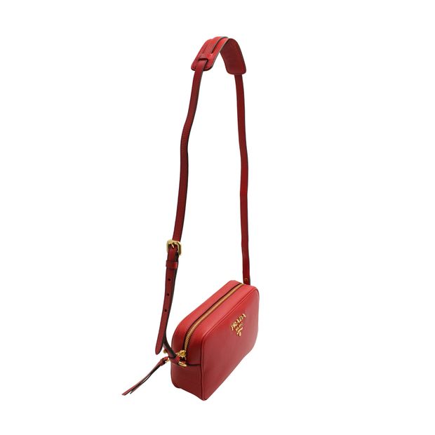Prada Bandoliera Saffiano Red Leather Cross Body Bag