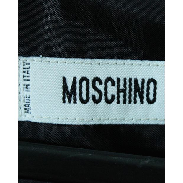 MOSCHINO Dark Grey Striped Dress with Floral Embroidery