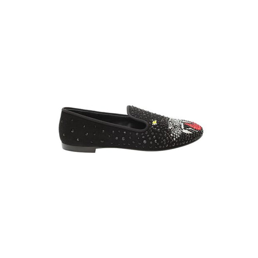Giuseppe Zanotti Panther Embellished Loafers in Black Suede