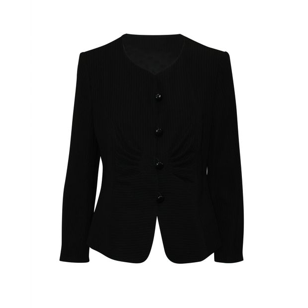Armani Black Striped Blazer With Pleats