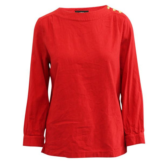 APC Red Blouse with Gold Button Accent