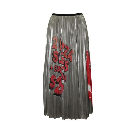 MARC JACOBS Silver Pleated Midi Skirt