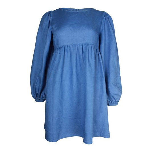 Reformation Ramone Long-sleeve Mini Dress in Blue Linen