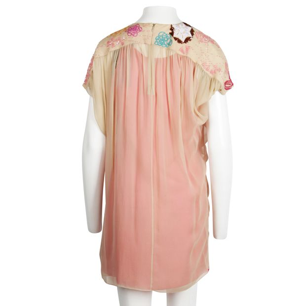 MATTHEW WILLIAMSON Flower Embroidered Dress With Pink Lining