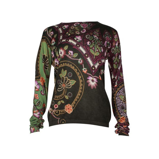 Etro Long Sleeve Top in Floral Print Silk