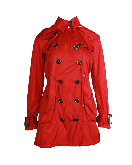 Burberry Brit Red Nylon Hooded Parker