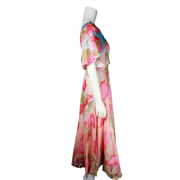 Peter Pilotto Pink Floral Asymmetric Sky Poppy Dress
