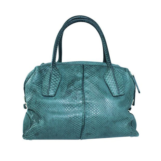TOD'S Python Skin Green Leather D-Styling Bauletto Mini with detachable Strap