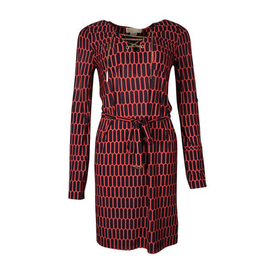 Michael Michael Kors Red And Navy Long Sleeve Dress