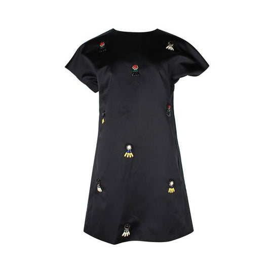 N.21 Black Shift Mini Dress With Crystal Embellishments