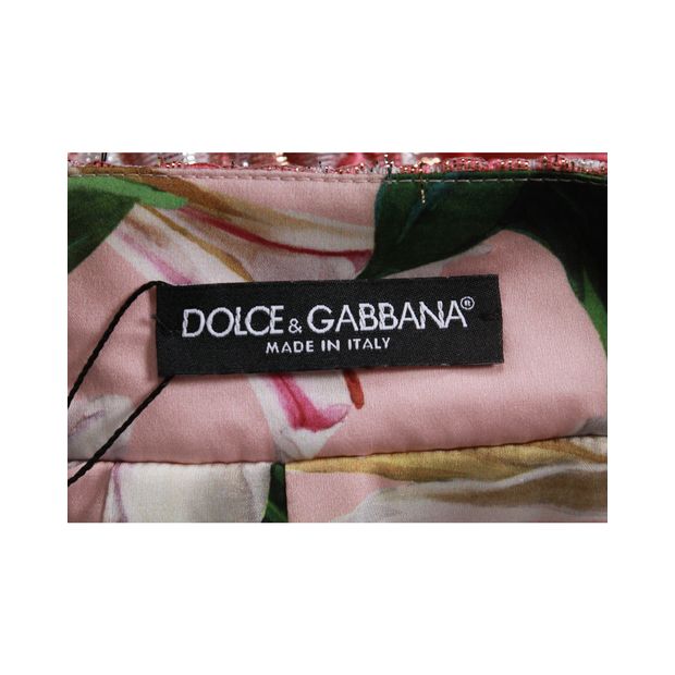Dolce & Gabbana Metallic Jacquard Brocade Mini Skirt in Pink Polyester