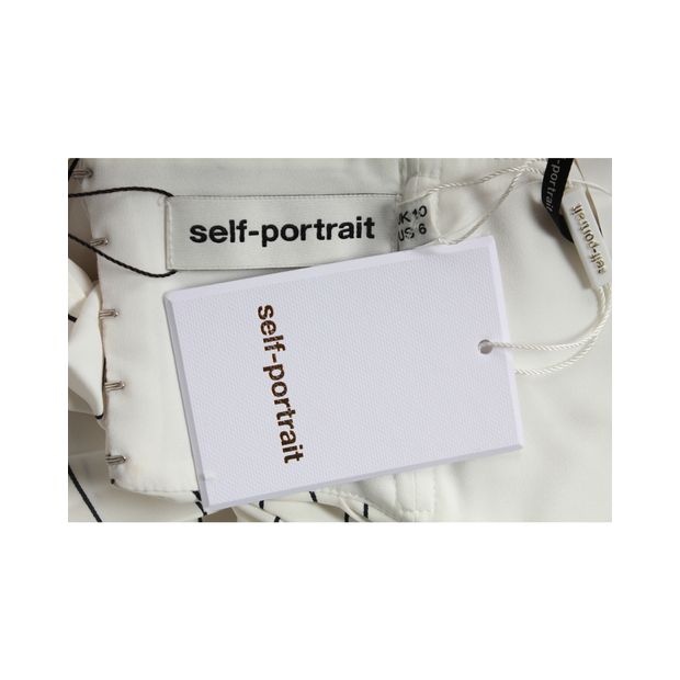 Self-Portrait Off-White Striped Tier Dress