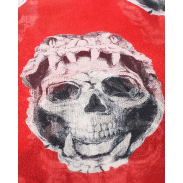ALEXANDER MCQUEEN Red Printed Scarf