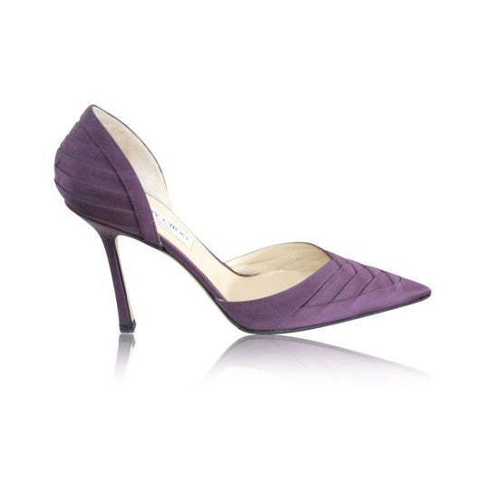 JIMMY CHOO Pointed Satin Cut Out Pumps