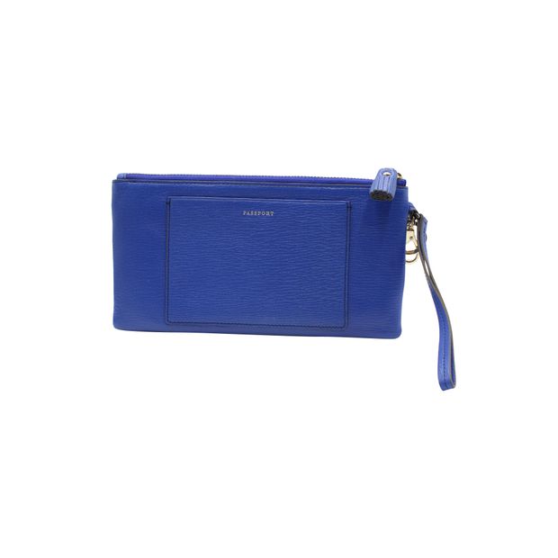 Anya Hindmarch Loose Pocket Travel Document Clutch in Blue Leather