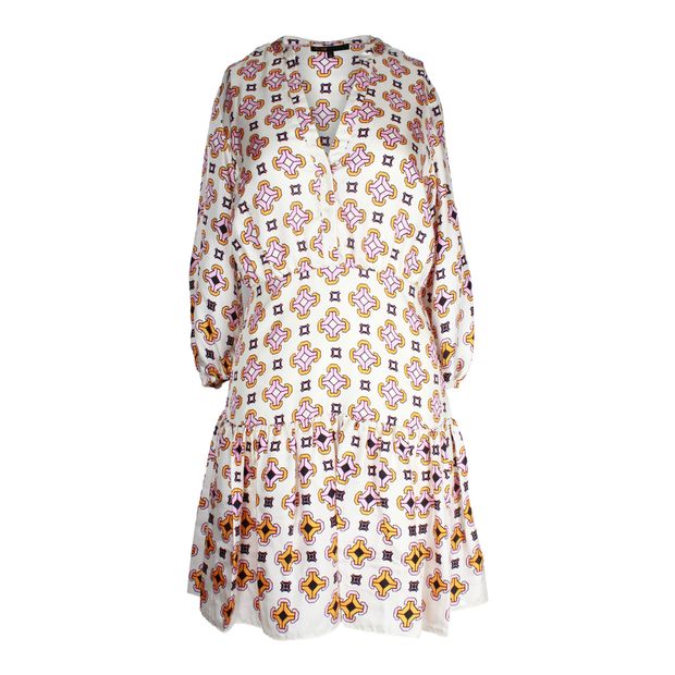 Maje Romea Geometric Print Mini Dress in Multicolor Silk