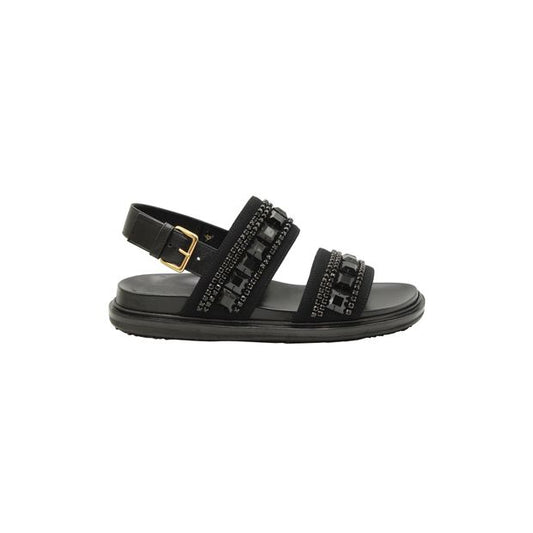 Marni Embellished Chunky Sandals in Black Leather