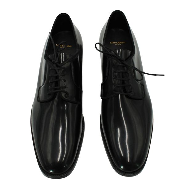 Saint Laurent Black Patent Leather Lace Up Shoes