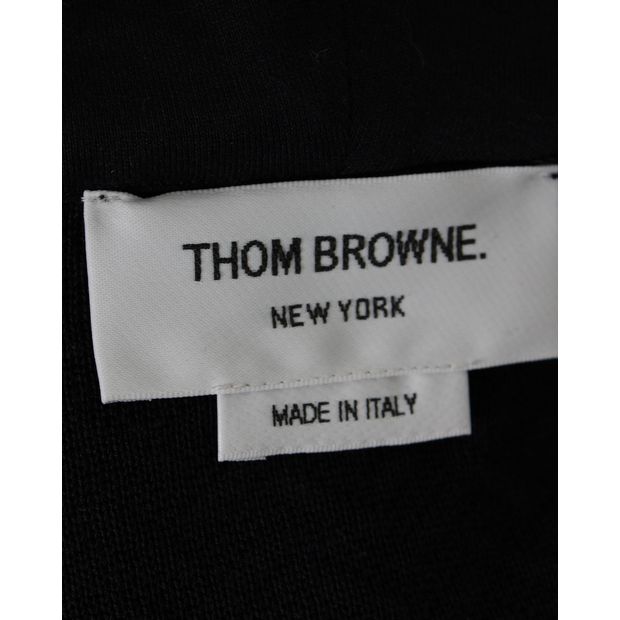 Thom Browne Varsity Zipped Hoodie in Navy Blue Cotton