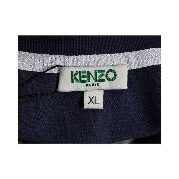Kenzo Tiger Embroidered Polo Shirt Dress in Navy Cotton