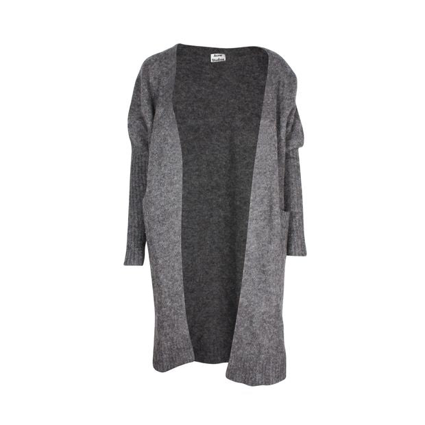 Acne Studios Raya Open Cardigan in Grey Mohair and Wool Blend