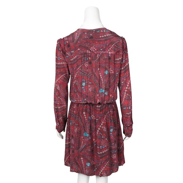 Zadig & Voltaire Burgundy Patterned Remus Psyche Long Sleeved Midi Dress