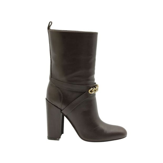Saint Laurent New Chyc Ankle Boots in Brown Leather
