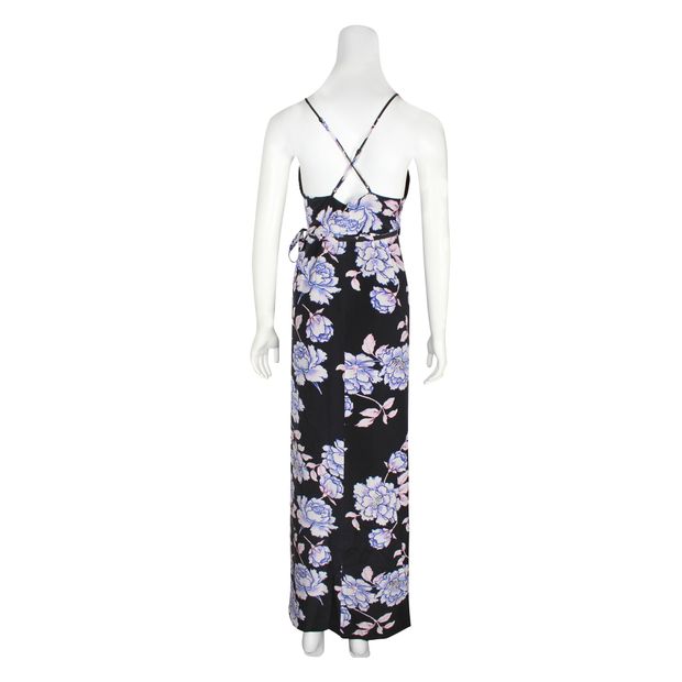 Yumi Kim Black Floral Silk Wrap Dress