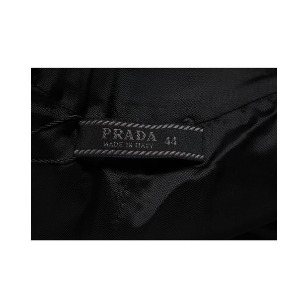 Prada Straight Midi Wool Skirt Trimmed In Leather