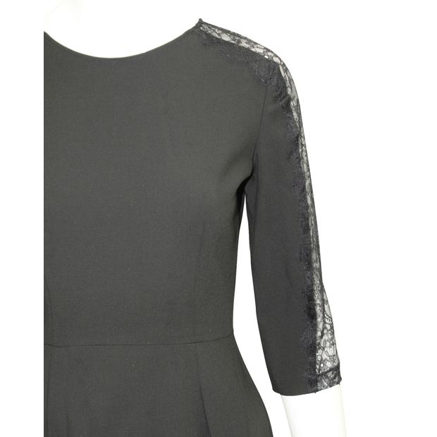 Mini Black Dress with Lace Sleeves