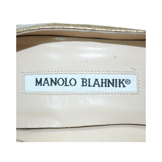 MANOLO BLAHNIK BB Leather Bronze Pumps