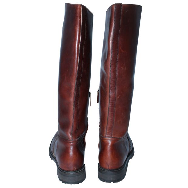 Church'S Brown Leather High Knee Boots