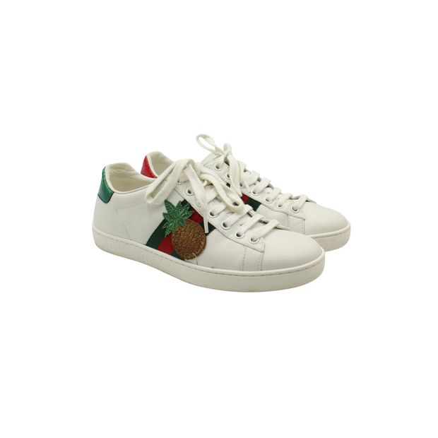 Gucci Ace Lady Bug Sneakers in White Leather