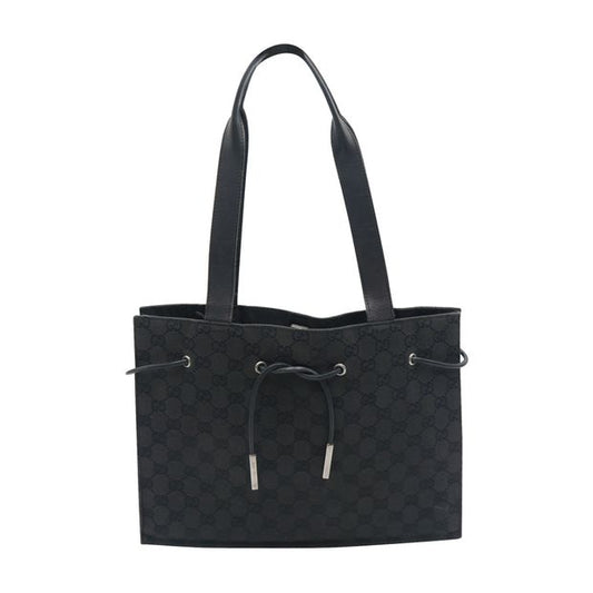 Gucci Black Monogrammed Drawstring Shoulder Bag