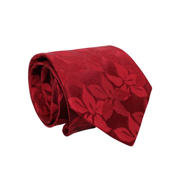 HUGO BOSS Red Print Embossed Tie