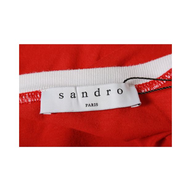 Sandro Long Sleeve Top in Red Cotton