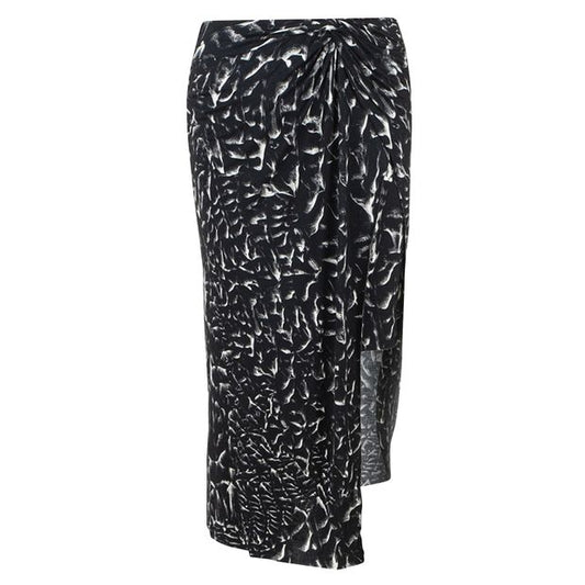 Helmut Lang Asymmetrical Printed Drape Skirt